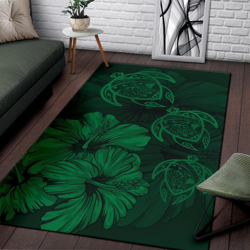 Hawaiian Map Hibiscus Flowers Vintage Polynesian Rug AH - Polynesian Pride