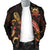 Tuvalu Polynesian Men's Bomber Jacket - Turtle With Blooming Hibiscus Gold - Polynesian Pride