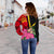 Vanuatu Women's Off Shoulder Sweater - Vanuatu Flag with Hibiscus - Polynesian Pride