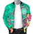 American Samoa Polynesian Men's Bomber Jacket - Turtle Plumeria (Turquoise) - Polynesian Pride