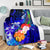 Guam Custom Personalised Premium Blanket - Humpback Whale with Tropical Flowers (Blue) - Polynesian Pride