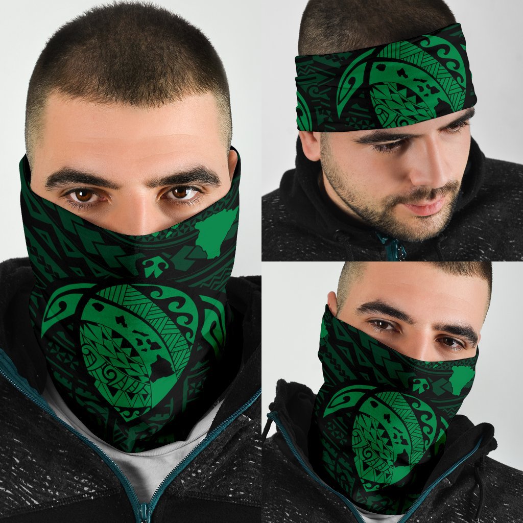 Hawaii Map Polynesian Turtle Bandana 3 - Pack - AH - Green One Size Green - Polynesian Pride