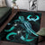 Pohnpei Polynesian Area Rugs - Turtle With Blooming Hibiscus Turquoise - Polynesian Pride