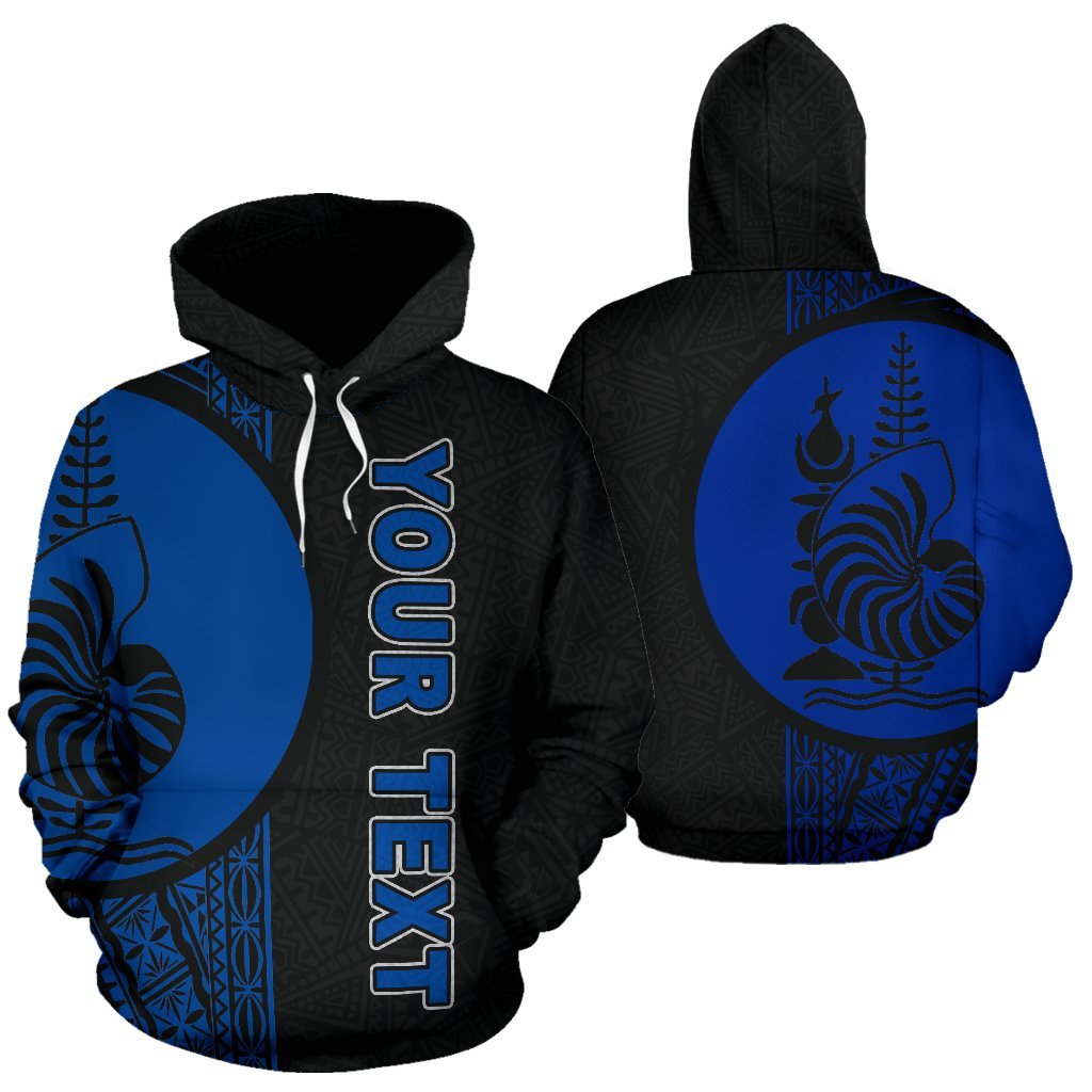 New Caledonia Polynesian Custom Hoodie Blue Line Unisex Black - Blue - Polynesian Pride