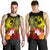 Tonga Men's Tank Top - Humpback Whale with Tropical Flowers (Yellow) Yellow - Polynesian Pride