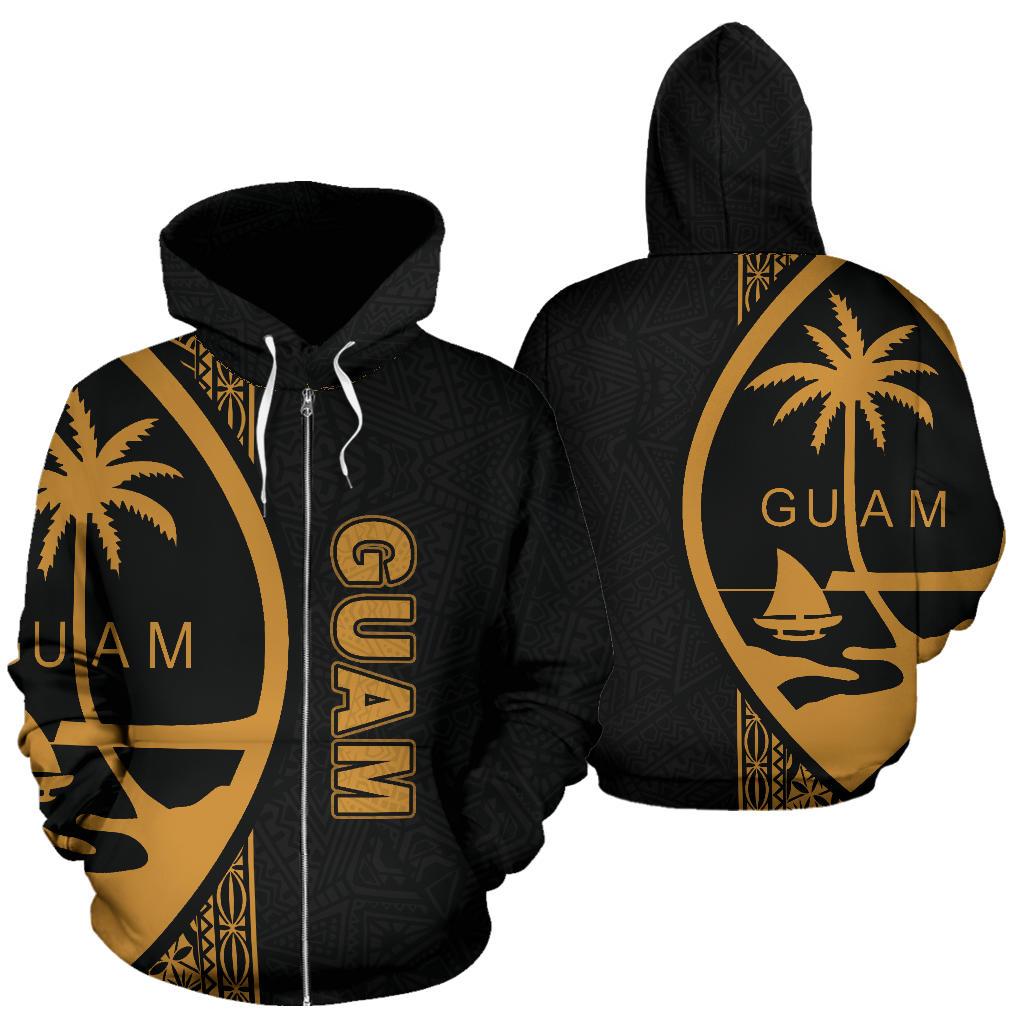 Guam Polynesian Zip up Hoodie Yellow Line Yellow - Polynesian Pride