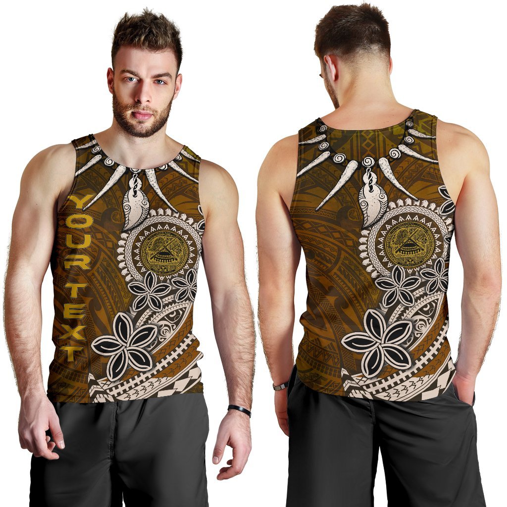 American Samoa Custom Personalised Men Tank Top - Polynesian Boar Tusk Brown - Polynesian Pride