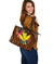 Hawaii Kanaka Maoli Leather Tote Bag - Polynesian Hook And Hibiscus - Polynesian Pride