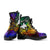 Papua New Guinea Custom Personalised Leather Boots - Rainbow Polynesian Pattern - Polynesian Pride