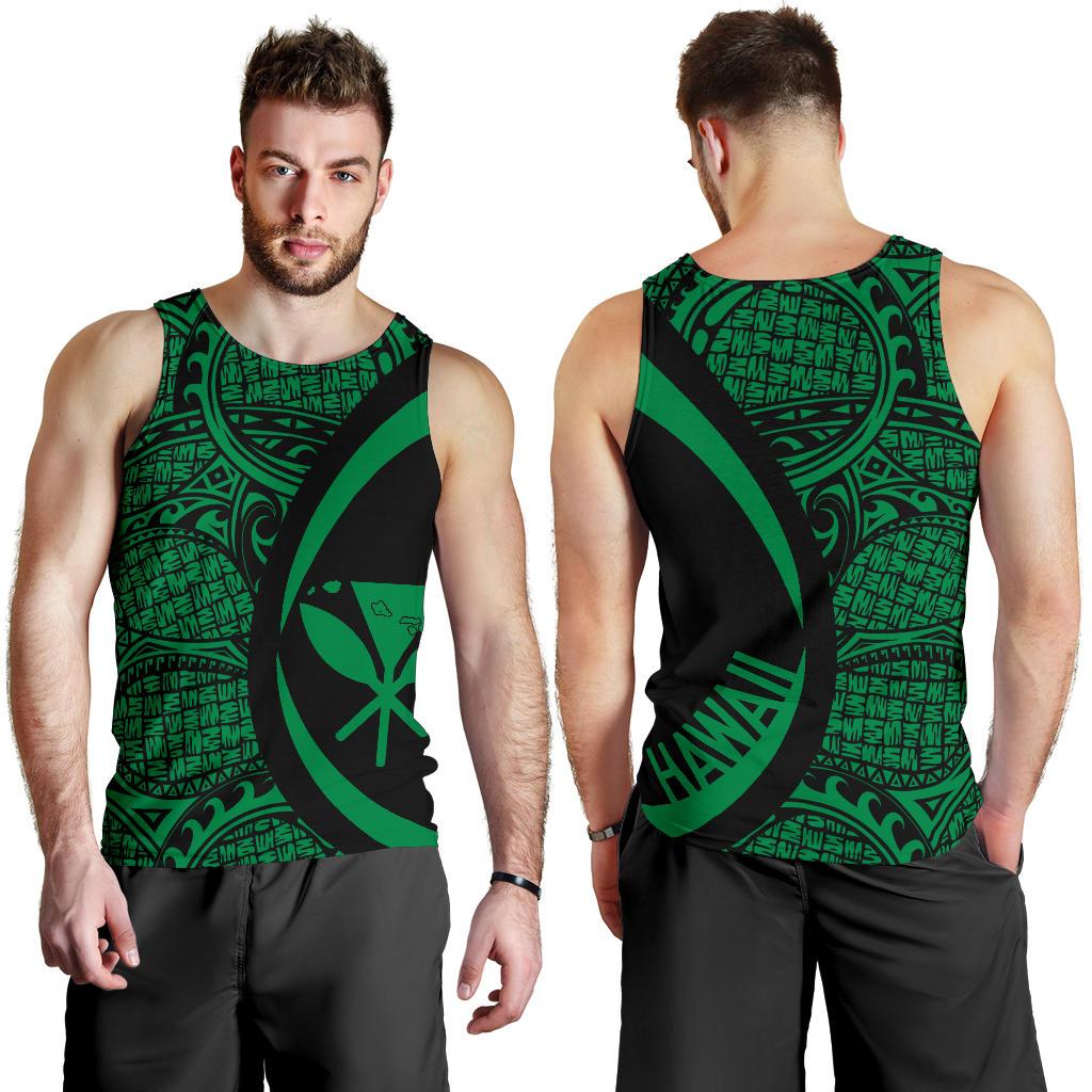 Kanaka Hawaii Map Green Polynesian Men's Tank Tops - Circle Style Green - Polynesian Pride