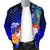 Marshall Islands Custom Personalised Men's Bomber Jackets - Humpback Whale with Tropical Flowers (Blue) - Polynesian Pride