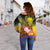 Custom Personalised Samoa Women's Off Shoulder Sweater- Humpback Whale with Tropical Flowers (Yellow) - Polynesian Pride