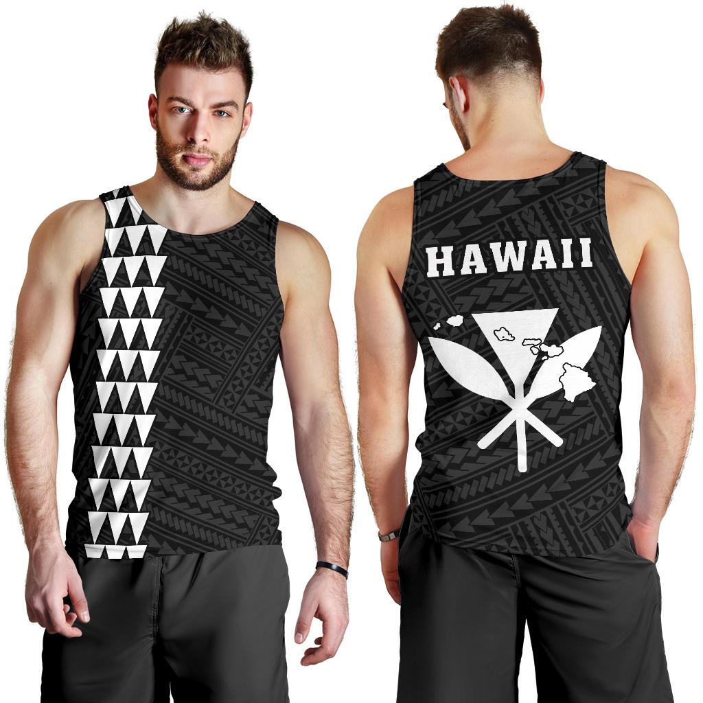 Hawaii Kakau Polynesian Kanaka Map Men's Tank Top - White White - Polynesian Pride