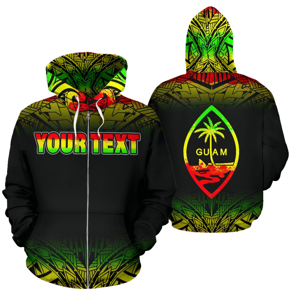 Guam All Over Custom Zip up Hoodie Reggae Fog Unisex Reggae - Polynesian Pride