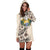 Nauru Hoodie Dress - Nauru Coat Of Arms & Beige Hibiscus - Polynesian Pride