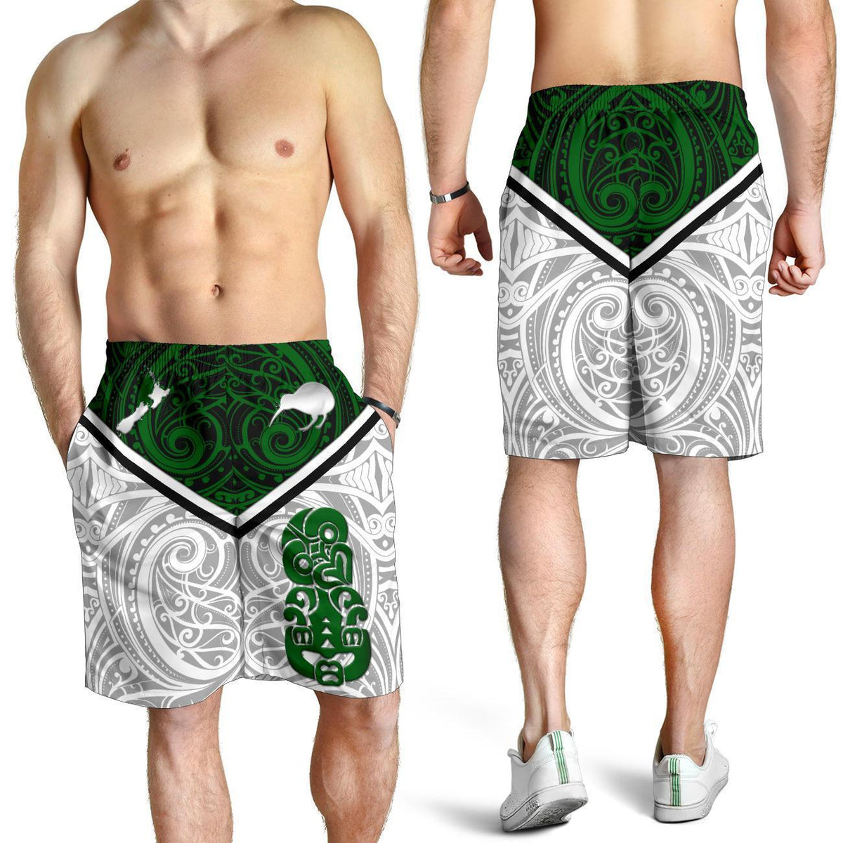 Combo Polo Shirt and Men Short New Zealand Maori Rugby Pride Version - White - Polynesian Pride