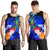 American Samoa Polynesian Men's Tank Top - Humpback Whale with Tropical Flowers (Blue) - Polynesian Pride