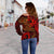 Guam Polynesian Women's Off Shoulder Sweater - Red Shark Polynesian Tattoo - Polynesian Pride