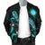 Marshall Islands Polynesian Men's Bomber Jacket - Turtle With Blooming Hibiscus Turquoise - Polynesian Pride