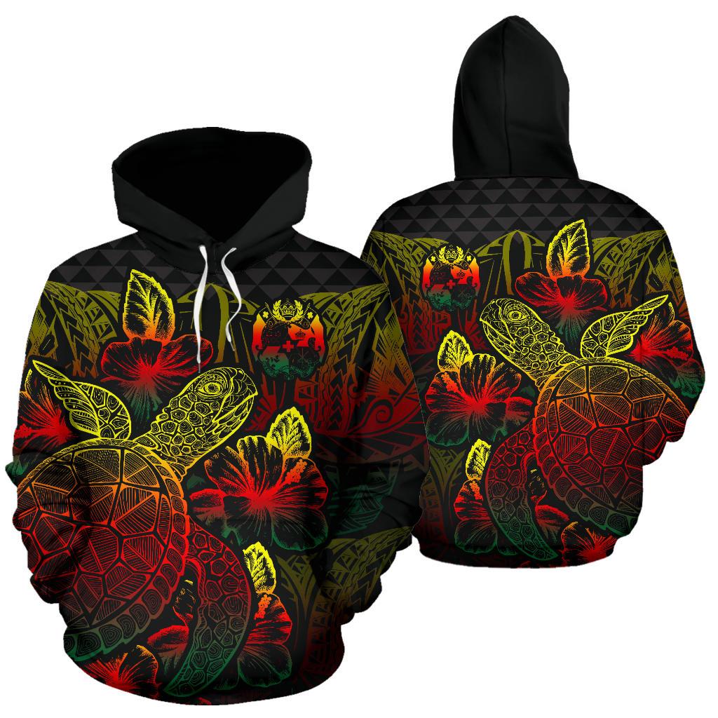 Tonga Polynesian Hoodie Turtle Hibiscus Reggae Unisex Reggae - Polynesian Pride