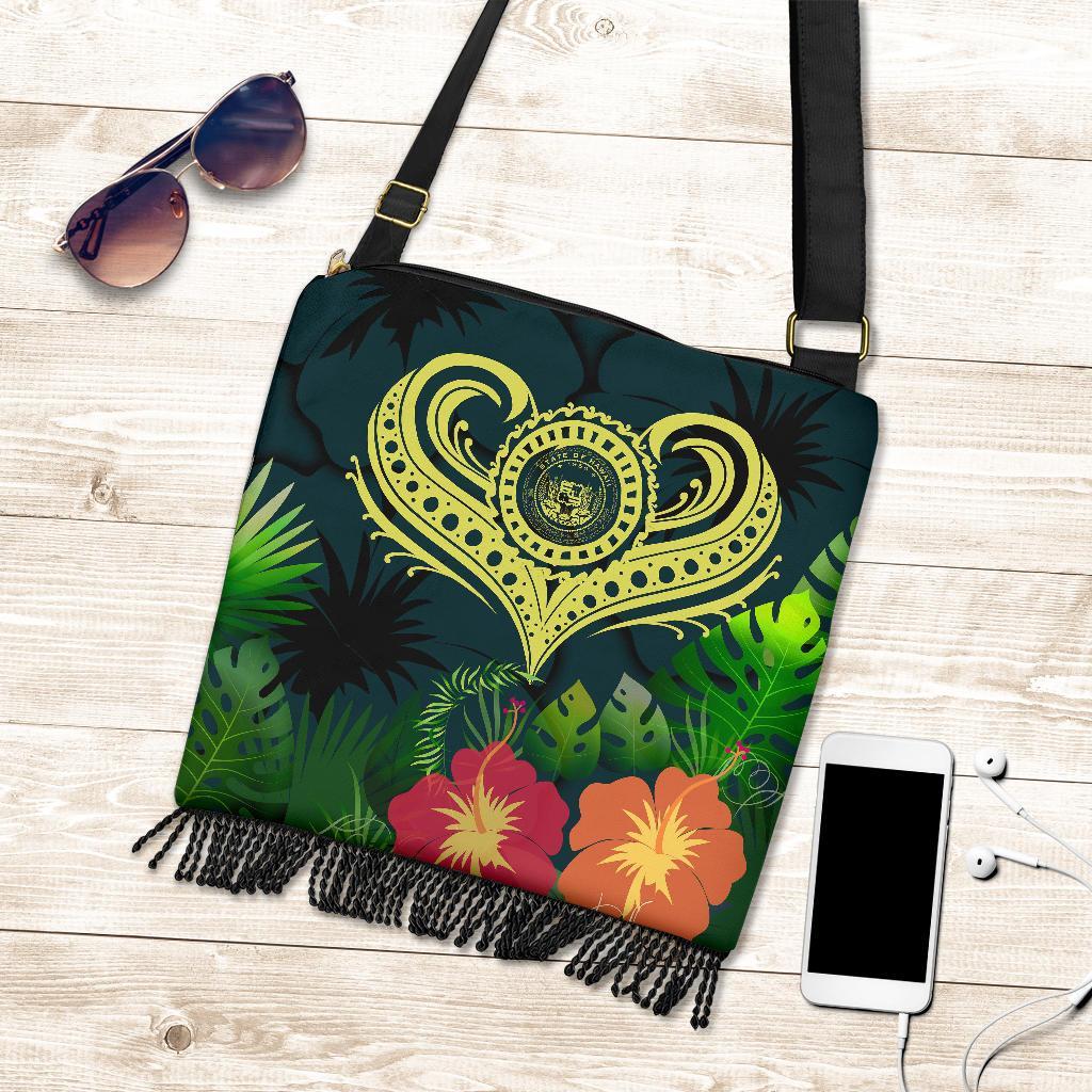 Polynesian Hawaii Boho Handbag - Heart with One Style One Size Green - Polynesian Pride