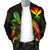 Hawaii Polynesian Men's Bomber Jacket - Turtle With Blooming Hibiscus Reggae - Polynesian Pride