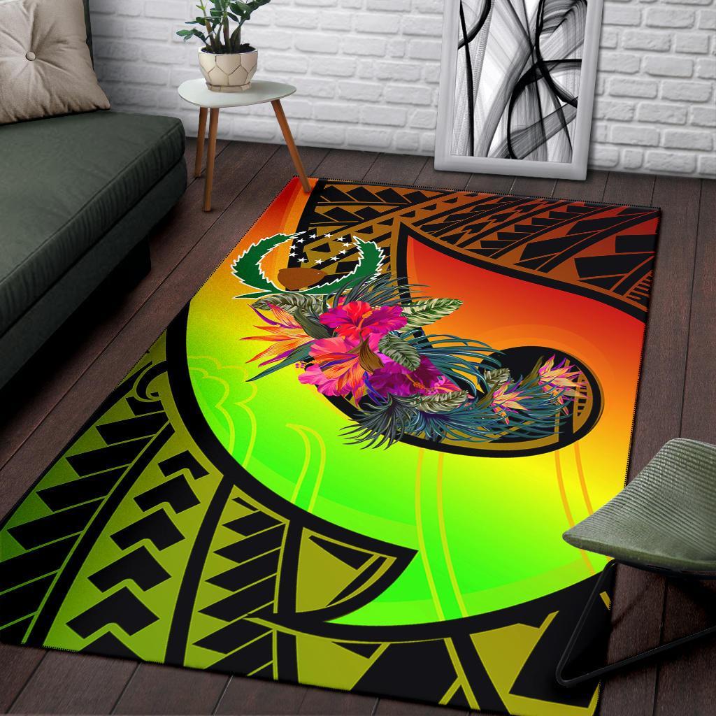 Pohnpei Area Rug - Polynesian Hook And Hibiscus (Raggae) Reggae - Polynesian Pride