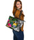 Nauru Large Leather Tote Bag - Turtle Plumeria Banana Leaf Crest - Polynesian Pride