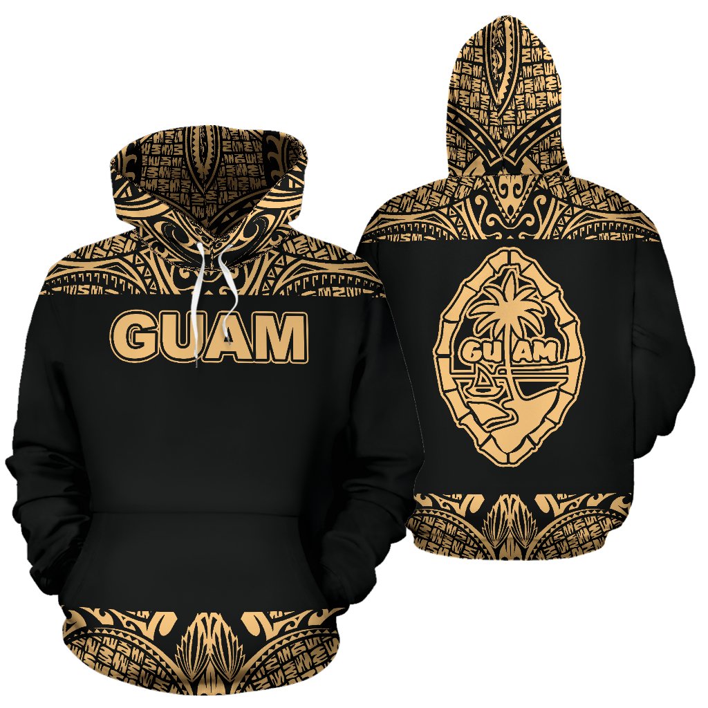 Guam All Over Hoodie Polynesian Gold Bamboo Unisex White - Polynesian Pride