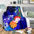 Custom Personalised Yap Premium Blanket - Humpback Whale with Tropical Flowers (Blue) - Polynesian Pride