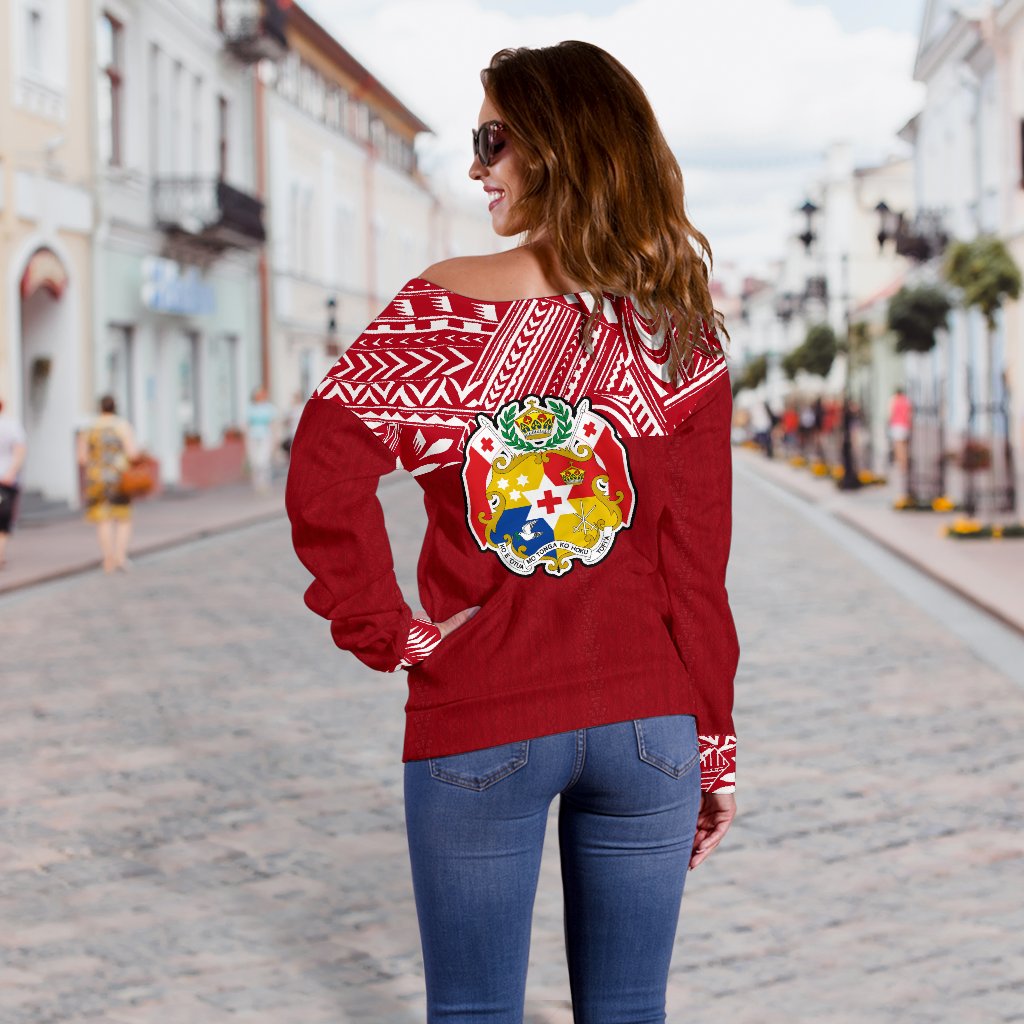 Tonga Women's Off Shoulder Sweater - Polynesian Design - Polynesian Pride