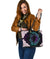 Hawaii Shark Turtle Plumeria Small Leather Tote Bag - Black - Zelda Style - AH - Polynesian Pride