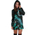 Cook Islands Polynesian Hoodie Dress - Turtle With Blooming Hibiscus Turquoise - Polynesian Pride