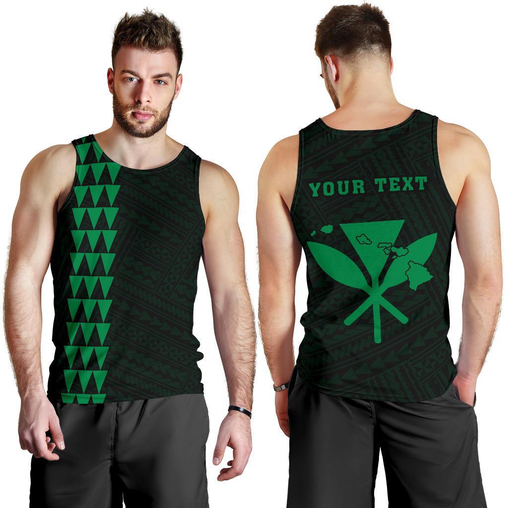 Hawaii Kakau Polynesian Kanaka Map Personalized Men's Tank Top - Green Green - Polynesian Pride