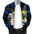 Polynesian Hawaii Men's Bomber Jacket - Turtle With Plumeria Flowers - Polynesian Pride