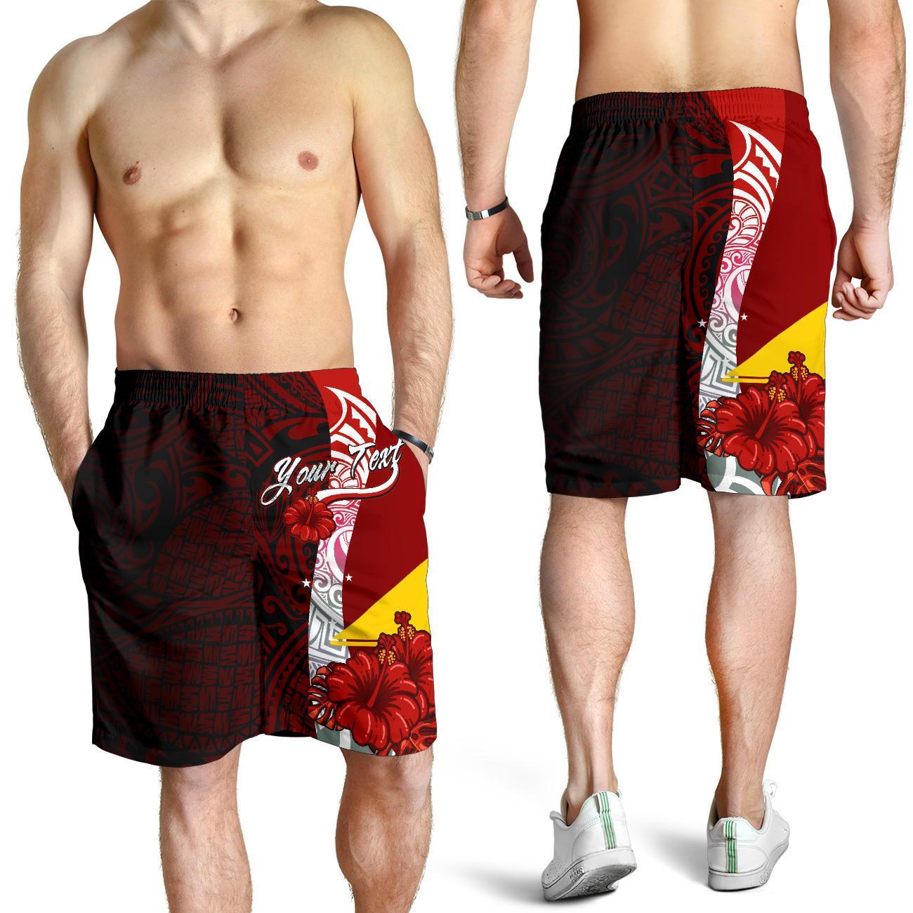 Tokelau Polynesian Custom Personalised Men's Shorts - Coat Of Arm With Hibiscus Red - Polynesian Pride