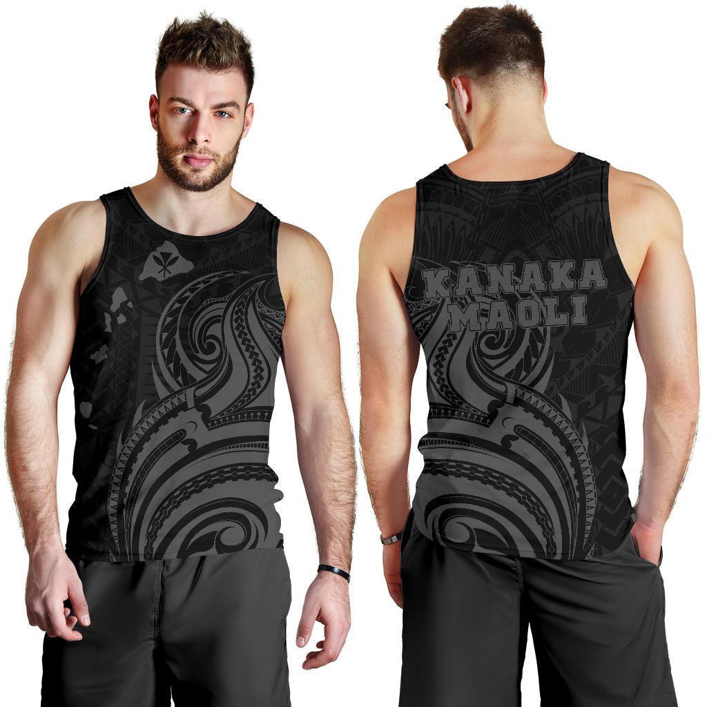 Kanaka Maoli Map Polynesian Tank Top Gray Art - Polynesian Pride