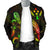 Kosrae Polynesian Men's Bomber Jacket - Turtle With Blooming Hibiscus Reggae - Polynesian Pride