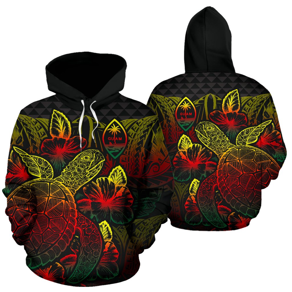 Guam Polynesian Hoodie Turtle Hibiscus Reggae Unisex Reggae - Polynesian Pride