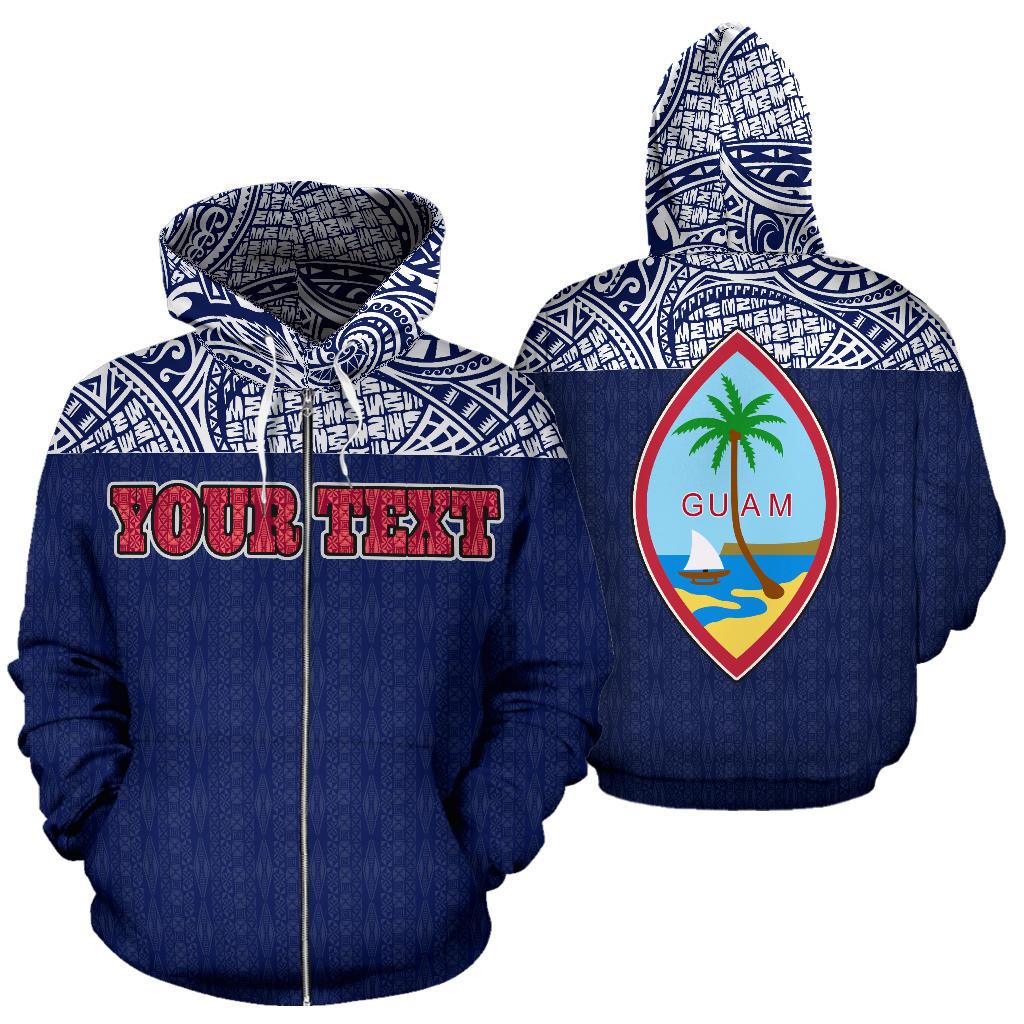 Guam All Over Zip up Custom Hoodie Blue Style Unisex Blue - Polynesian Pride