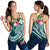 Wallis and Futuna Polynesian Women's Racerback Tank - Summer Plumeria (Turquoise) - Polynesian Pride