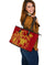 Hawaii Polynesian Large Leather Tote Bag - Vintage Polynesian Turtle (Red) - Polynesian Pride