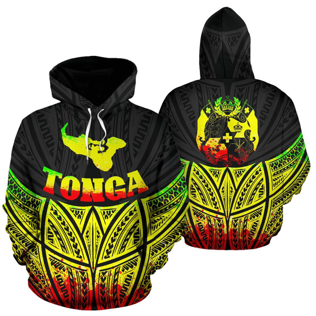 Tonga Polynesian Hoodie Reggae Pride Map nd Seal Unisex Reggae - Polynesian Pride