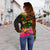 Fiji Polynesian Personalised Women's Off Shoulder Sweater - Hibiscus and Banana Leaves - Polynesian Pride