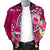 Samoa Custom Personalised Men's Bomber Jacket - Turtle Plumeria (Pink) - Polynesian Pride