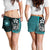 Samoa Polynesian Women's Shorts Turquoise - Turtle With Hook Women Turquoise - Polynesian Pride