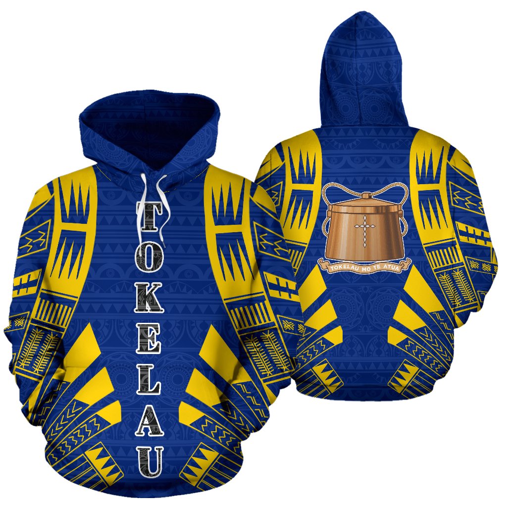 Tokelau All Over Hoodie Polynesian Tattoo Style White - Polynesian Pride