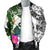 Yap Custom Personalised Men's Bomber Jacket White - Turtle Plumeria Banana Leaf - Polynesian Pride