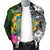 Tuvalu Men Bomber Jacket - Turtle Plumeria Banana Leaf - Polynesian Pride