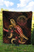 Palau Polynesian Premium Quilt - Turtle With Blooming Hibiscus Gold - Polynesian Pride